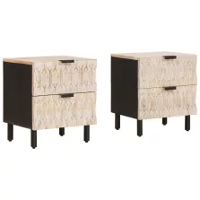   vidaXL Éjjeliszekrény 2 pcs Fehér 40 x 33,5 x 46 cm Tömör Mangófát