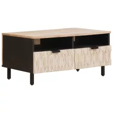   vidaXL Dohányzóasztal fiókkal Fehér 80 x 54 x 40 cm Tömör Mangófát