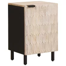   vidaXL Fürdőszoba Székény ajtóval Fehér 38 x 33 x 58 cm Tömör Mangófát