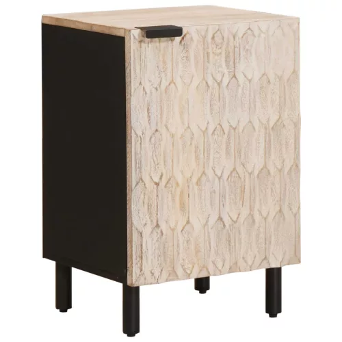 vidaXL Fürdőszoba Székény ajtóval Fehér 38 x 33 x 58 cm Tömör Mangófát