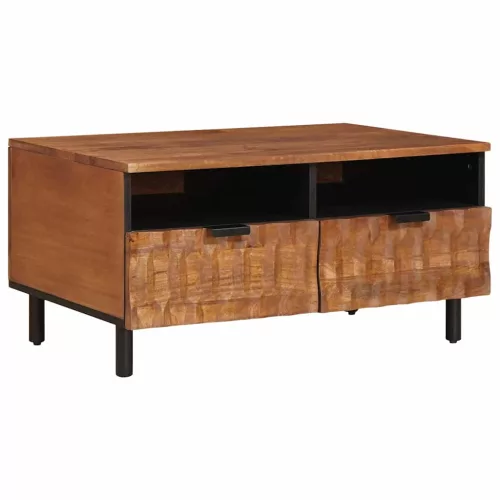 vidaXL Dohányzóasztal fiókkal Barna 80 x 54 x 40 cm Tömör Mangófát