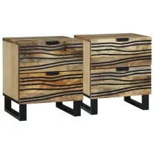   vidaXL Éjjeliszekrény 2 pcs Barna 40 x 33 x 46 cm tömör mangófa