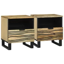   vidaXL Éjjeliszekrény 2 pcs Barna 40 x 33 x 46 cm tömör mangófa