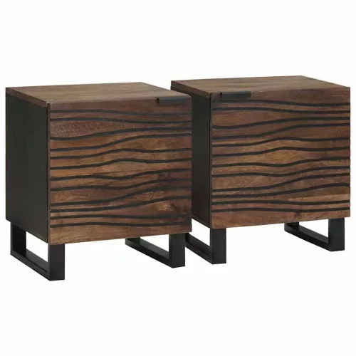 vidaXL Éjjeliszekrény 2 pcs Dió 40 x 33 x 46 cm tömör mangófa