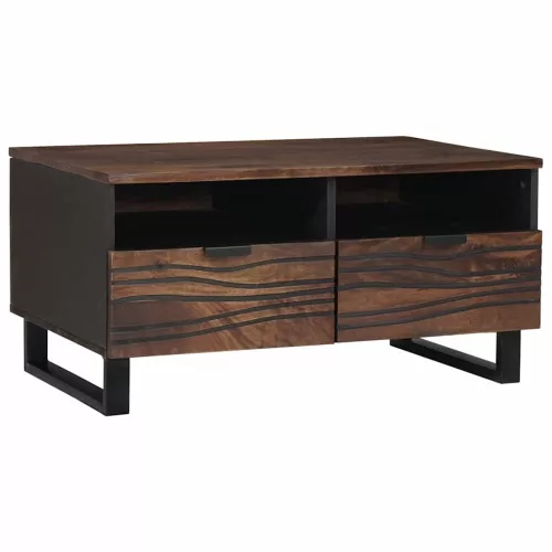 vidaXL Dohányzóasztal fiókkal Barna és fekete 80 x 54 x 40 cm