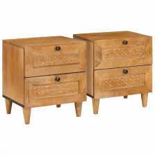   vidaXL Éjjeliszekrény 2 pcs Világos Barna 40 x 33 x 46 cm Tömör akácfa