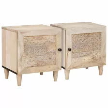   vidaXL Éjjeliszekrény 2 pcs Bézs 40 x 33 x 46 cm Tömör akácfa