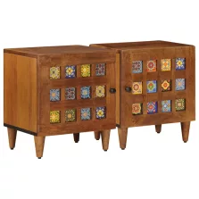   vidaXL Éjjeliszekrény 2 pcs Barna 40 x 33 x 46 cm Tömör Mangófát