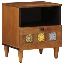   vidaXL Éjjeliszekrény fiókkal Barna 40 x 33 x 46 cm Tömör Mangófát