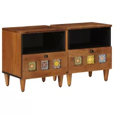   vidaXL Éjjeliszekrény 2 pcs Barna 40 x 33 x 46 cm Tömör Mangófát