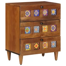   vidaXL Éjjeliszekrény fiókkal Barna 50 x 33 x 62 cm Tömör Mangófát
