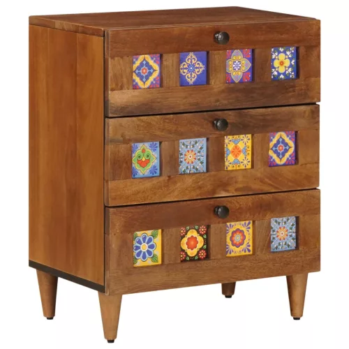 vidaXL Éjjeliszekrény fiókkal Barna 50 x 33 x 62 cm Tömör Mangófát