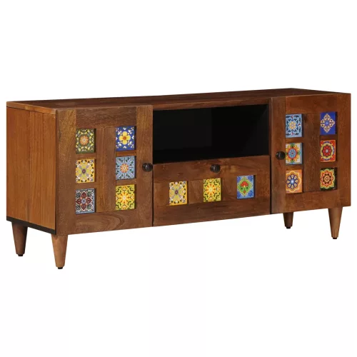 vidaXL TV szekrény fiókkal Dió 105 x 33,5 x 46 cm Tömör Mangófát