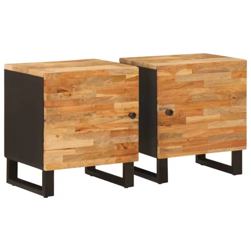 vidaXL Éjjeliszekrény 2 pcs Barna 40 x 33,5 x 46 cm Tömör Mangófát
