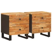   vidaXL Éjjeliszekrény 2 pcs Barna 40 x 33,5 x 46 cm Tömör Mangófát