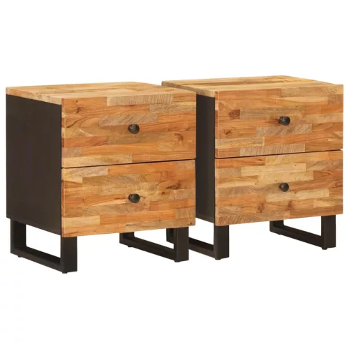 vidaXL Éjjeliszekrény 2 pcs Barna 40 x 33,5 x 46 cm Tömör Mangófát