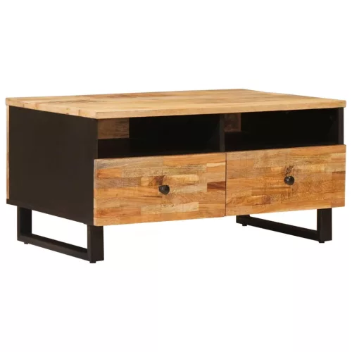 vidaXL Dohányzóasztal fiókkal Barna 89 x 59,5 x 17 cm Tömör Mangófát