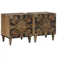   vidaXL Éjjeliszekrény 2 pcs Barna 40 x 33,5 x 46 cm Tömör Mangófát