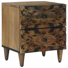   vidaXL Éjjeliszekrény fiókkal Barna 40 x 33,5 x 46 cm Tömör Mangófát