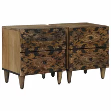   vidaXL Éjjeliszekrény 2 pcs Barna 40 x 33,5 x 46 cm Tömör Mangófát