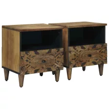   vidaXL Ágytároló szekrény 2 pcs Barna 40 x 33 x 46 cm Tömör Mangófát