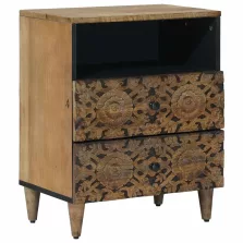   vidaXL Ágytároló szekrény fiókkal Barna 50 x 33 x 60 cm Tömör Mangófát