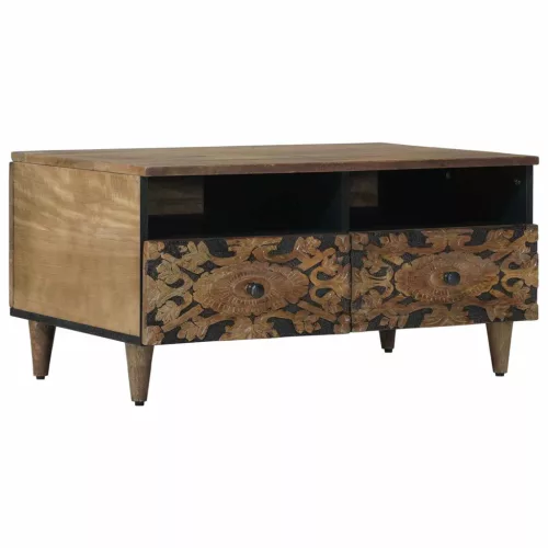 vidaXL Dohányzóasztal fiókkal Barna 80 x 54 x 40 cm Tömör Mangófát