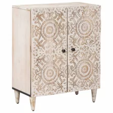   vidaXL Tároló Szekrény Fehér 60 x 33,5 x 75 cm Tömör Mangófát