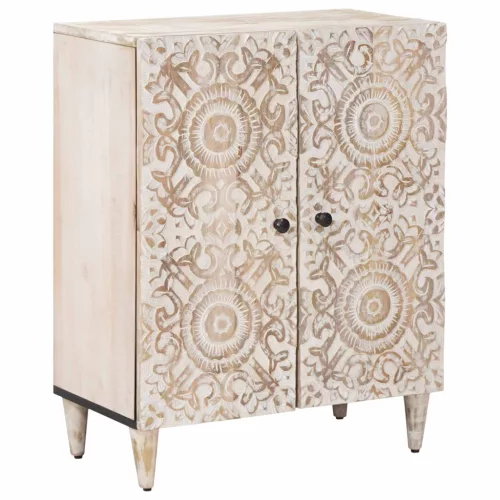 vidaXL Tároló Szekrény Fehér 60 x 33,5 x 75 cm Tömör Mangófát