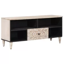   vidaXL TV szekrény fiókkal Fehér 100 x 33,5 x 46 cm Tömör Mangófát