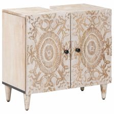   vidaXL Fürdőszobai mosdószekrény Fehér 62 x 33 x 58 cm Tömör Mangófát