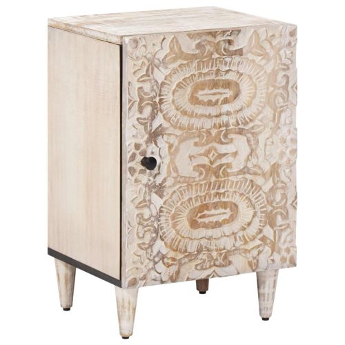 vidaXL Fürdőszoba Székény Fehér 38 x 33,5 x 58 cm Tömör Mangófát