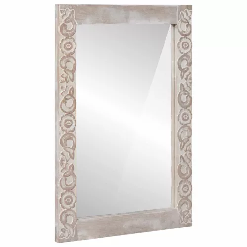 vidaXL Fürdőszobai tükör Fehér 70 x 50 x 2,5 cm Tömör Mangófát