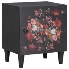   vidaXL Éjjeli szekrény ajtóval Fekete 40 x 33 x 46 cm Tömör Mangófát