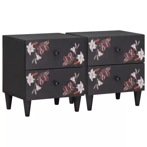 vidaXL Éjjeli asztal 2 pcs Barna 40 x 33,5 x 46 cm Tömör Mangófát