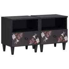   vidaXL Éjjeli asztal 2 pcs Barna 40 x 33 x 46 cm Tömör Mangófát