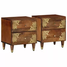  vidaXL Éjjeliszekrény 2 pcs Méz barna 40 x 33 x 46 cm Tömör Mangófát
