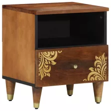   vidaXL Éjjeliszekrény fiókkal Méz barna 40 x 33 x 46 cm Tömör Mangófát
