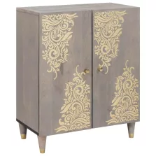   vidaXL Széf Szürke és Arany 60 x 33 x 75 cm Tömör Mangófát