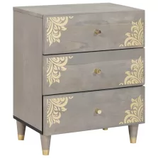   vidaXL Éjjeliszekrény fiókkal Szürke 50 x 33 x 62 cm Tömör Mangófát