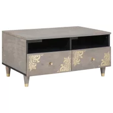   vidaXL Dohányzóasztal fiókkal Szürke 80 x 54 x 40 cm Tömör Mangófát