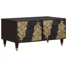   vidaXL Dohányzóasztal Fekete 80 x 50 x 40 cm Tömör Mangófát