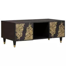   vidaXL Dohányzóasztal Fekete 100 x 54 x 40 cm Tömör Mangófát