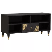   vidaXL TV szekrény fiókkal Fekete 100 x 33 x 46 cm Tömör Mangófát