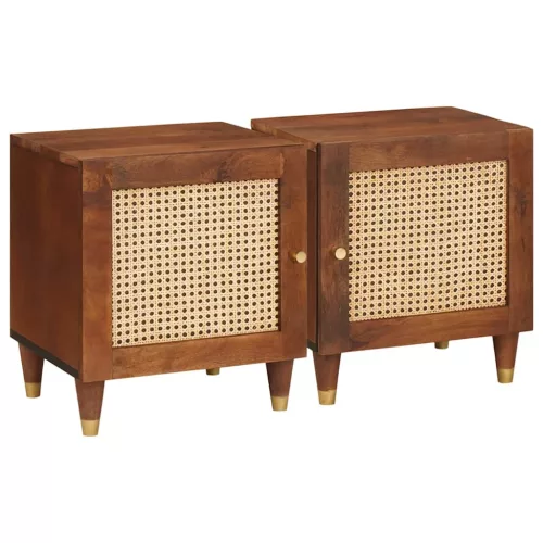 vidaXL Éjjeliszekrény 2 pcs Barna 40 x 33,5 x 46 cm Tömör akácfa