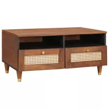  vidaXL Dohányzóasztal fiókkal 80 x 54 x 40 cm Tömör Mangófát