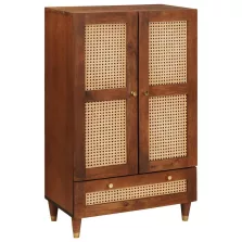   vidaXL Magas Tálca fiókkal Barna 60 x 33,5 x 100 cm Tömör Mangófát