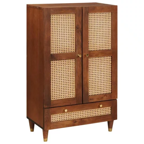 vidaXL Magas Tálca fiókkal Barna 60 x 33,5 x 100 cm Tömör Mangófát