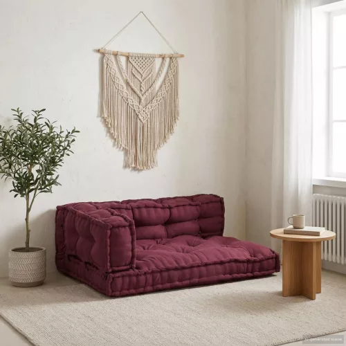 vidaXL Pallet Sofa Párna 3 pcs Bordó 120 x 80 x 38 cm Szövet