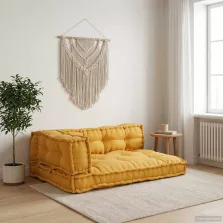   vidaXL Pallet Sofa Párna 3 pcs Sárga 120 x 80 x 38 cm Szövet